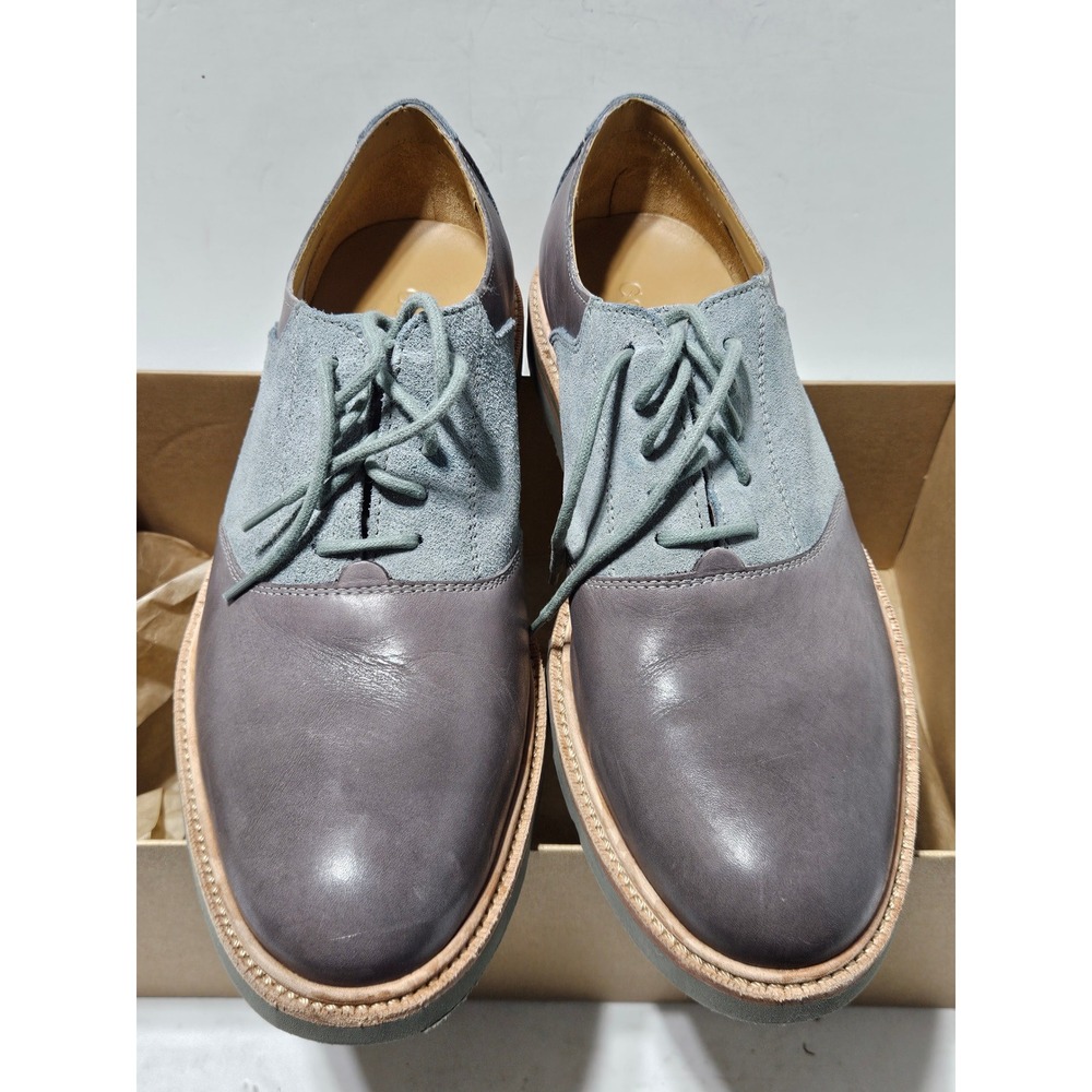 Cole Haan Christy Wedge Saddle Men Cloudburst Grey Leather Suede Oxfords C12028